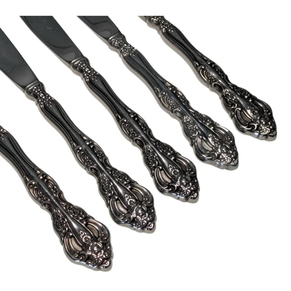Oneida Michelangelo Cube Stainless Set of 5 Dinner Knives Ornate 9
